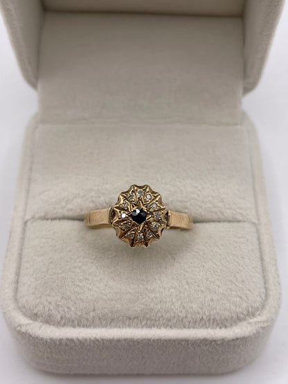9ct gold sapphire and diamond ring
