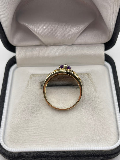 9ct gold amethyst and diamond ring