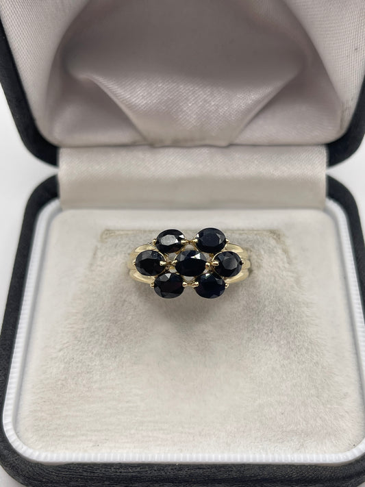9ct gold sapphire cluster ring