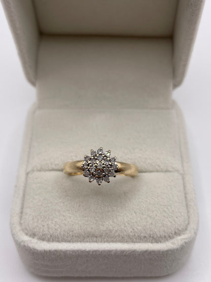 9ct gold diamond cluster ring