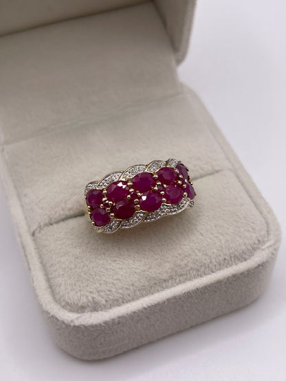 9ct gold ruby and diamond ring