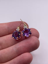 Load image into Gallery viewer, 9ct gold amethyst and diamond earrings
