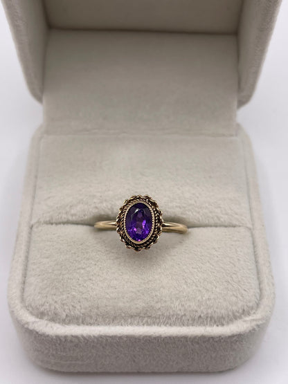 9ct gold amethyst ring