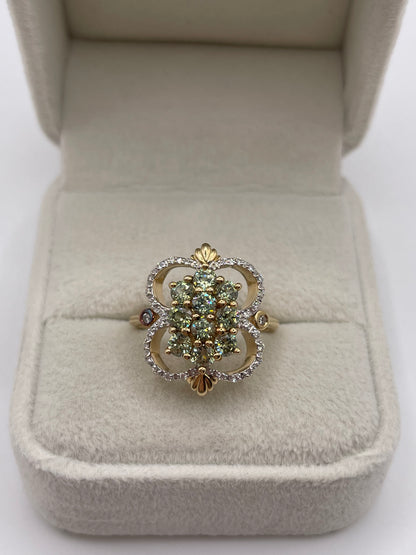 9ct gold quartz and diamond ring