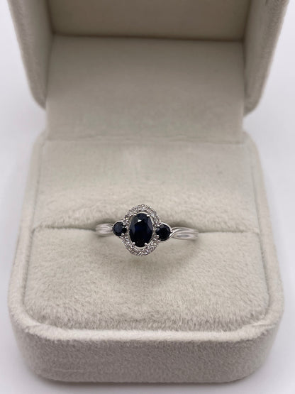 9ct white gold sapphire and diamond ring