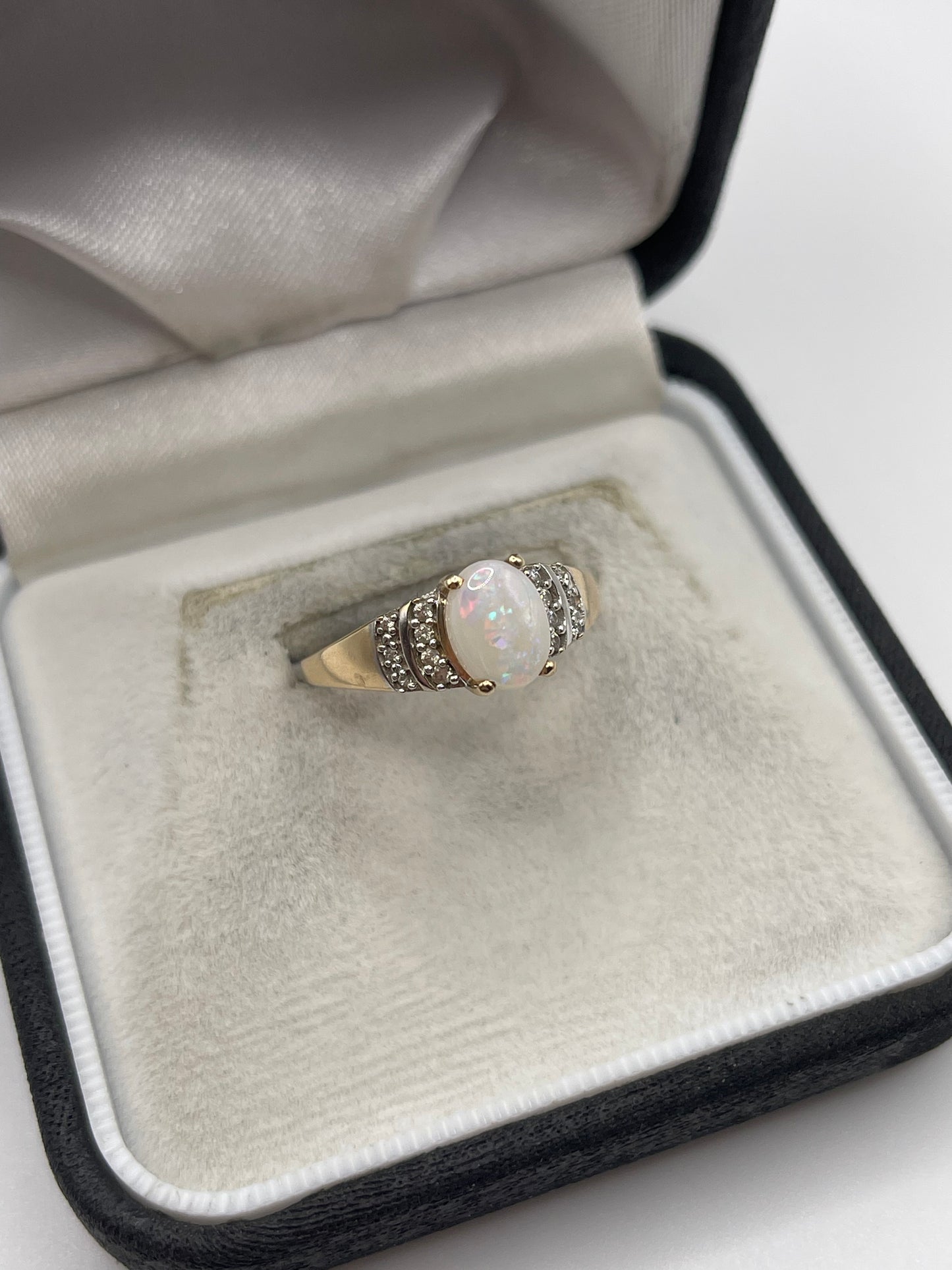 9ct gold opal and zircon ring