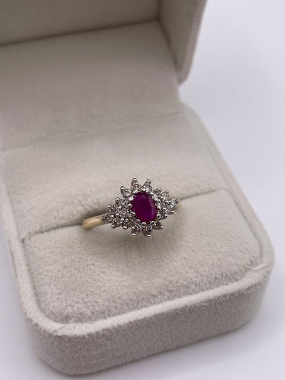 9ct gold ruby and diamond ring