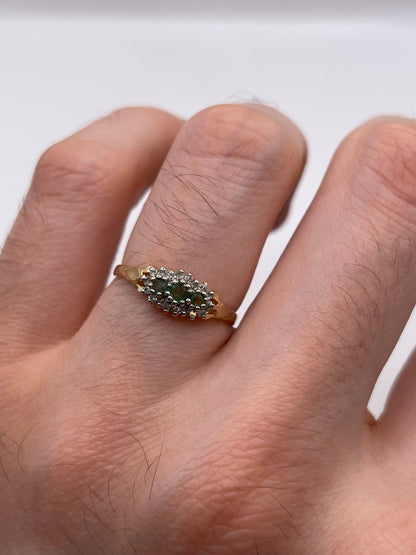 9ct gold emerald and diamond ring