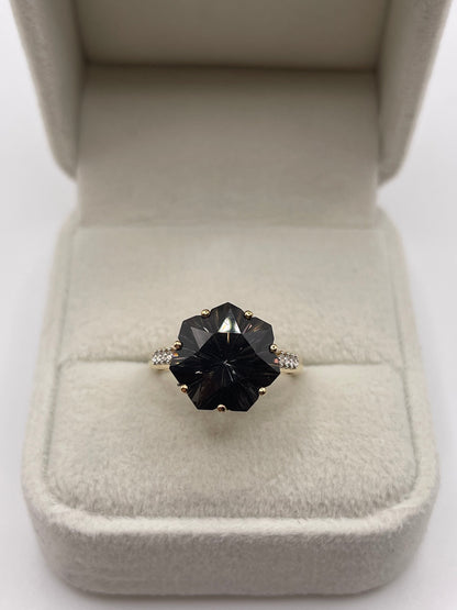 Glenn Lehrer 9ct gold Smokey quartz and zircon ring