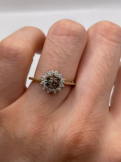 9ct gold diamond cluster ring