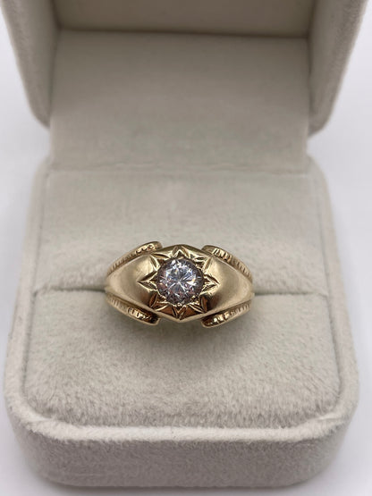 9ct gold cz gypsy ring