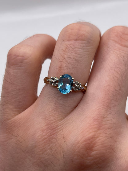 9ct gold blue topaz and diamond ring