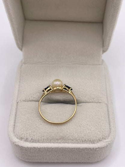 9ct gold pearl and sapphire ring