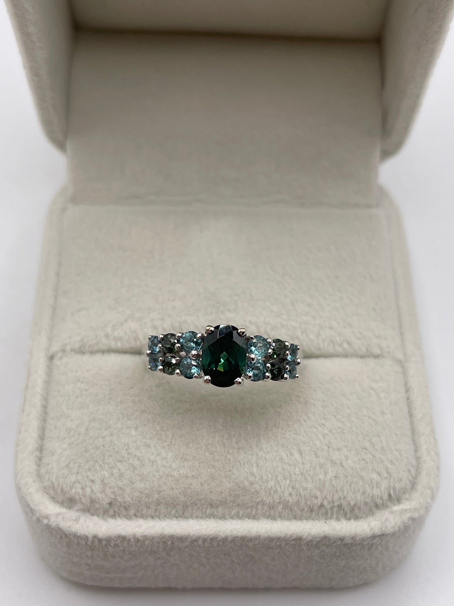 9ct white gold multi gemstone cluster ring