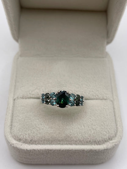 9ct white gold multi gemstone cluster ring