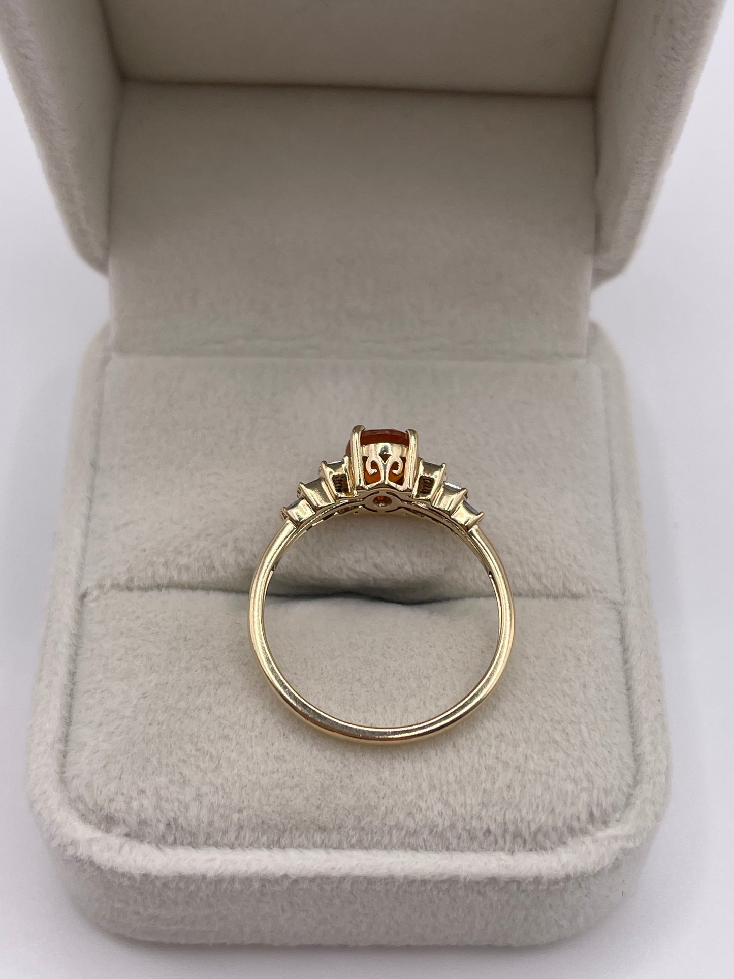 9ct gold fire opal and diamond ring
