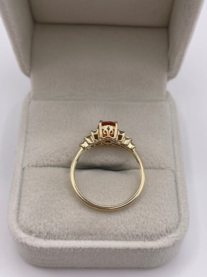 9ct gold fire opal and diamond ring