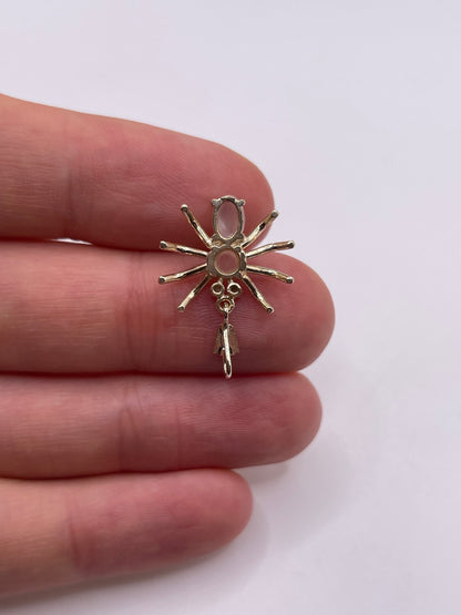 9ct gold moonstone and diamond spider pendant