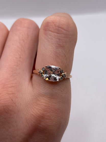 9ct rose gold morganite and diamond ring