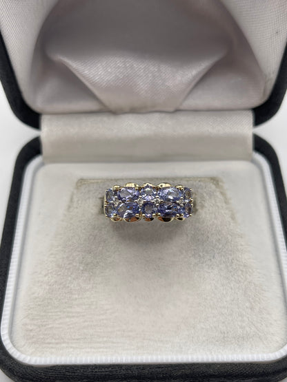 9ct gold tanzanite cluster ring