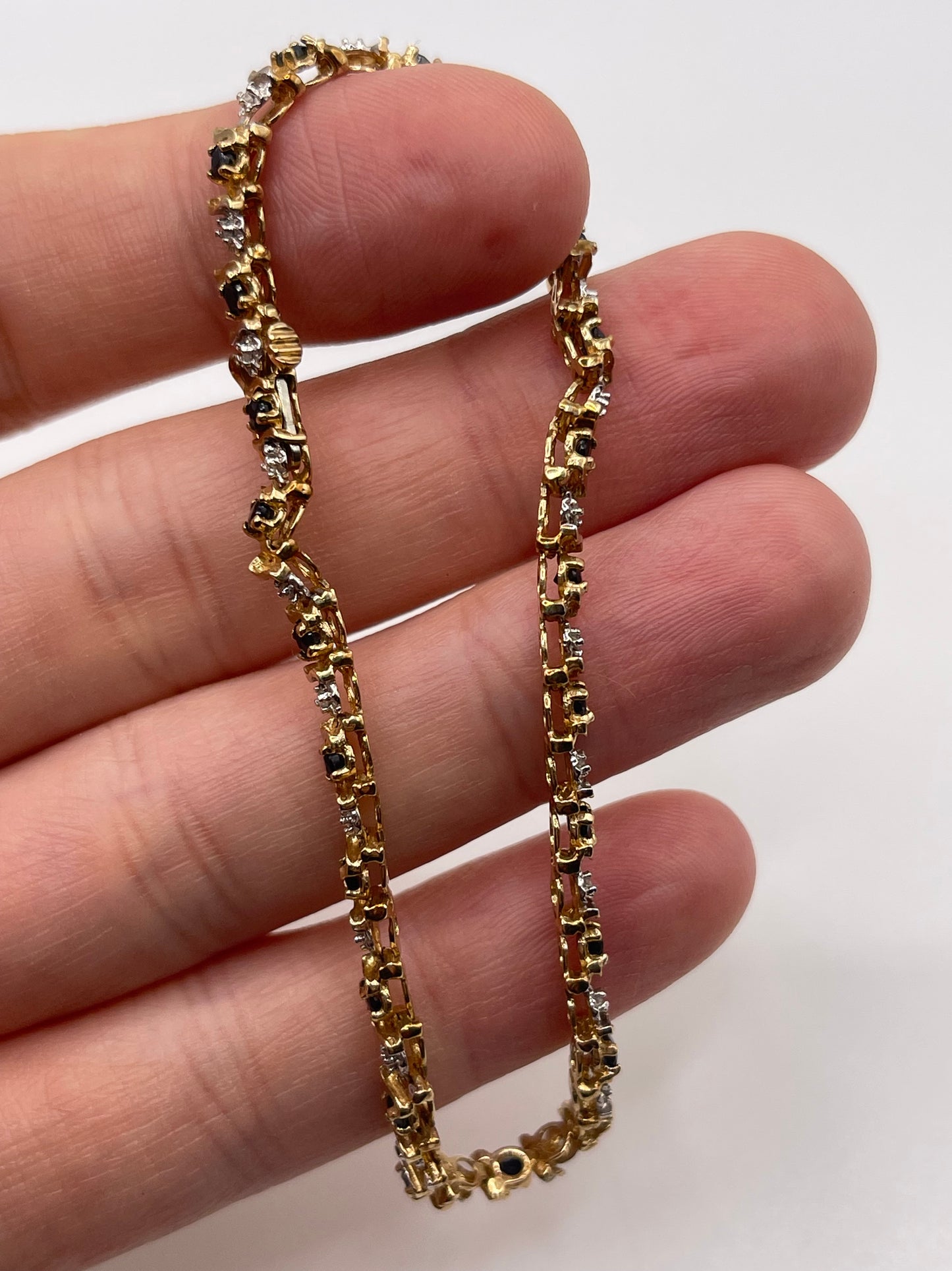 9ct gold sapphire and diamond bracelet