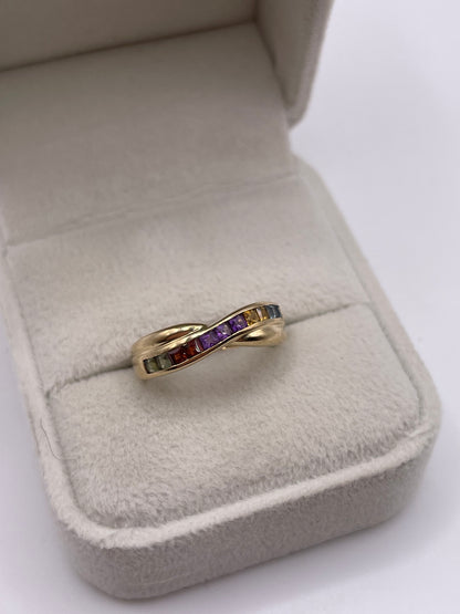 9ct gold multi gemstone ring