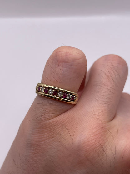 9ct gold ruby and diamond ring
