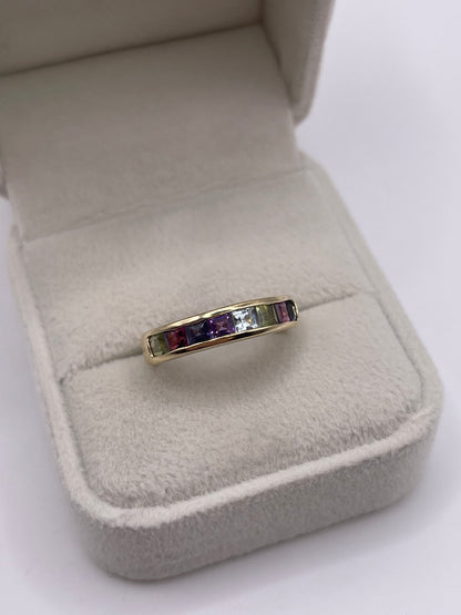 9ct gold multi gemstone ring