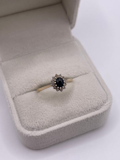 9ct gold sapphire and diamond ring