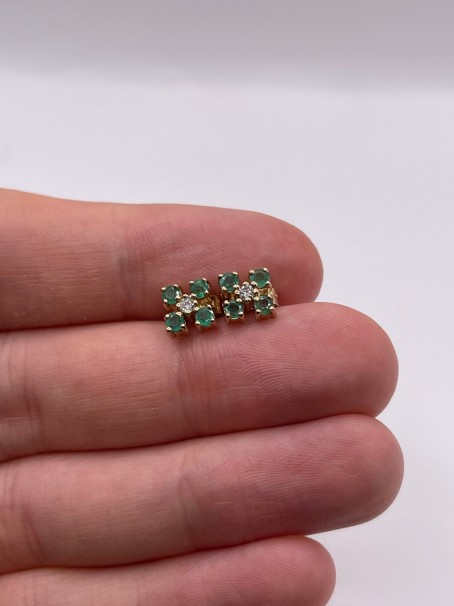 9ct gold emerald and diamond earrings