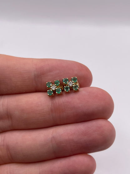 9ct gold emerald and diamond earrings