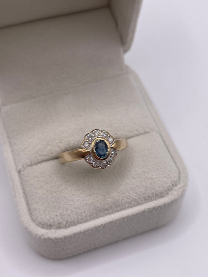 9ct gold sapphire and diamond ring