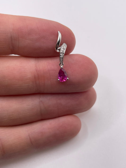 9ct white gold pink topaz and diamond pendant