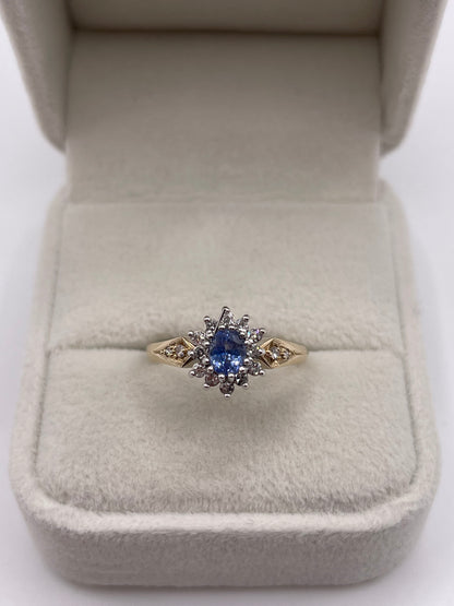 9ct gold sapphire and diamond ring