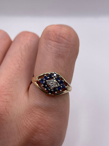 9ct gold sapphire and diamond ring