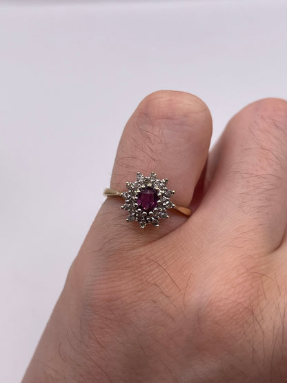 9ct gold ruby and diamond ring