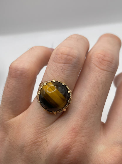 9ct gold tigers eye signet ring