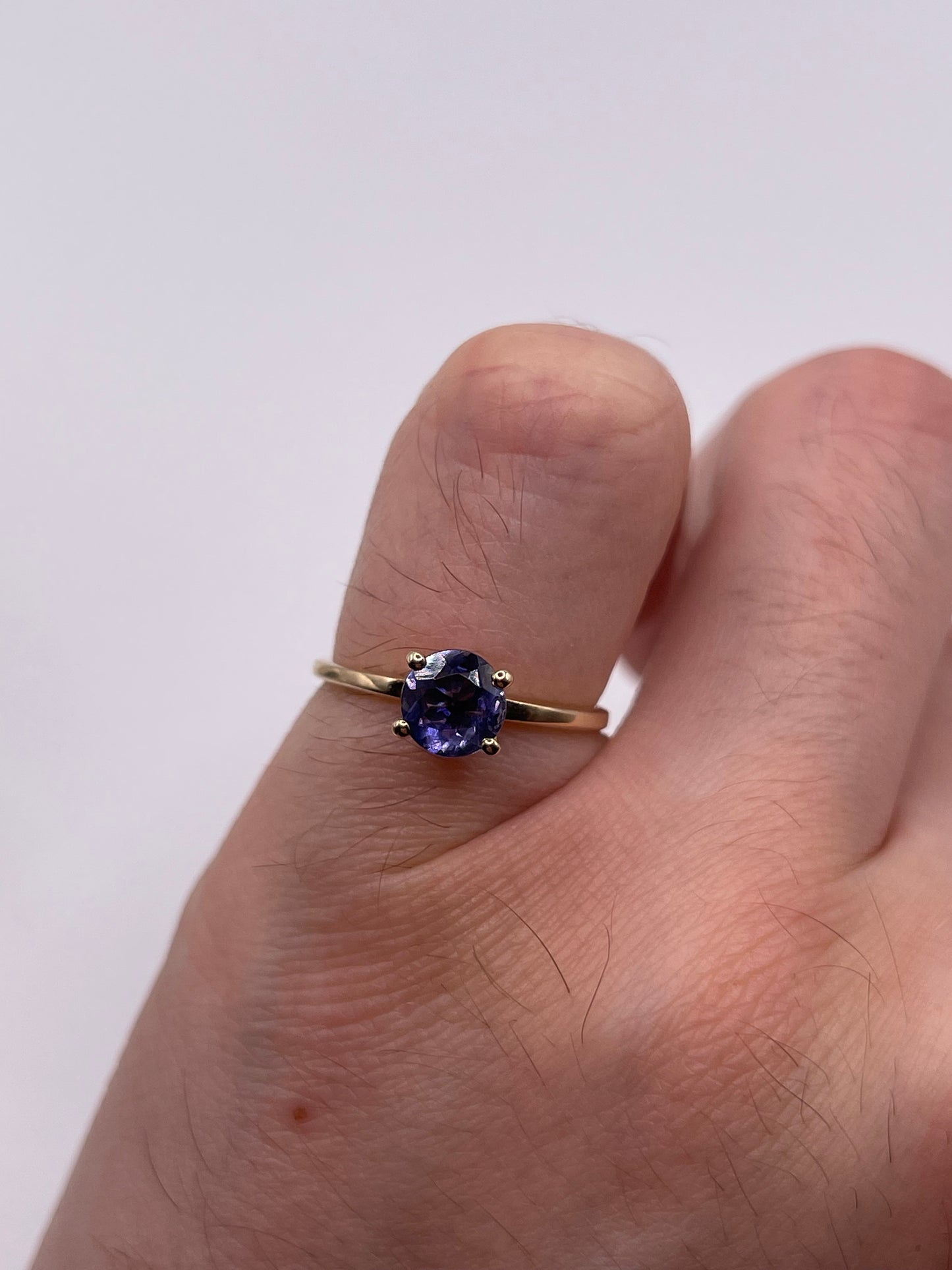 9ct gold iolite and diamond ring
