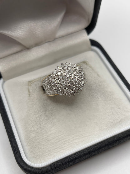 9ct gold 1ct diamond cluster ring