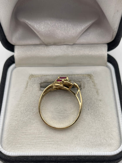 9ct gold ruby and diamond ring