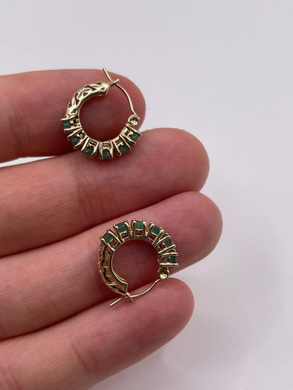 9ct gold emerald huggie earrings