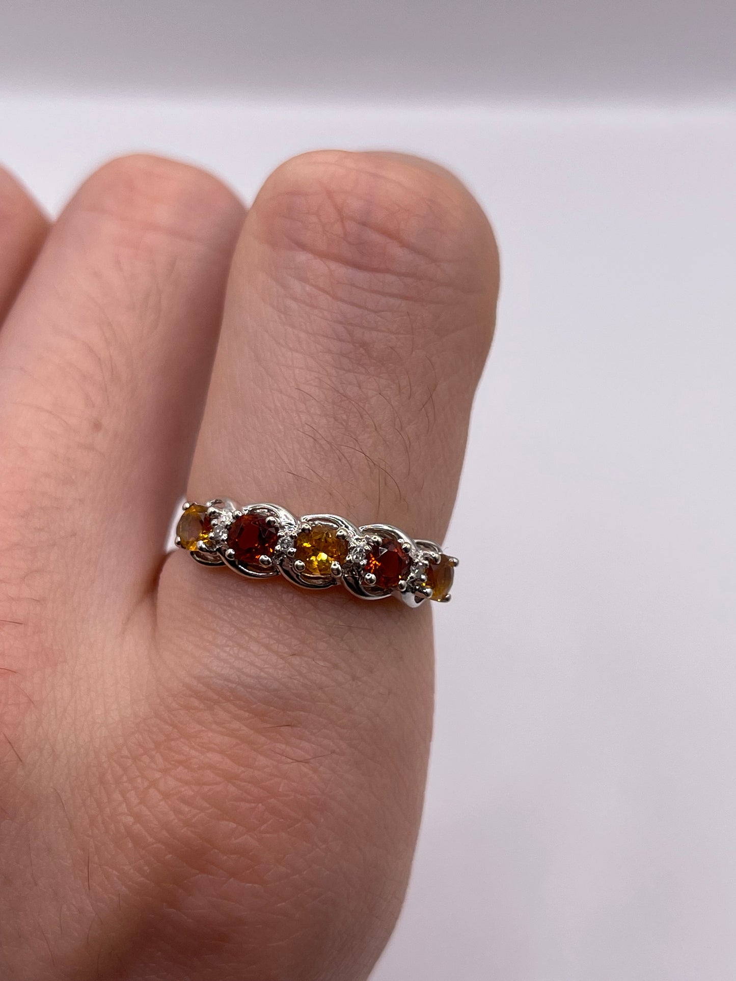 9ct white gold citrine and diamond ring