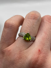 Load image into Gallery viewer, 9ct white gold peridot and diamond ring
