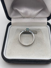 Load image into Gallery viewer, 9ct white gold blue topaz and diamond ring
