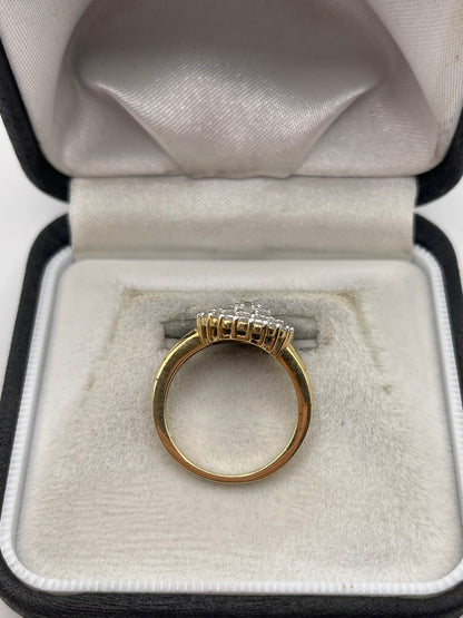 9ct gold 1ct diamond cluster ring