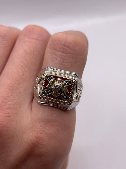 Silver enamel civil war ring