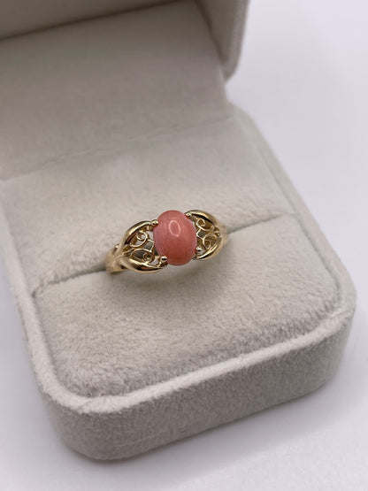 9ct gold coral ring