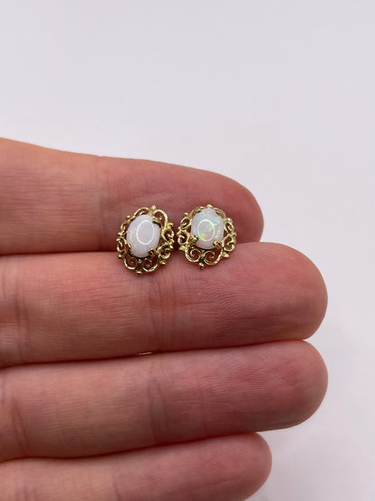9ct gold opal earrings