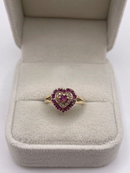 9ct gold ruby and diamond ring