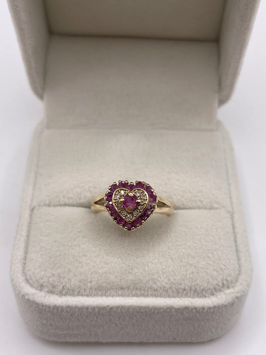 9ct gold ruby and diamond ring